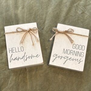 Hobby Lobby Rustic Wood Plaques - Cream and Gray